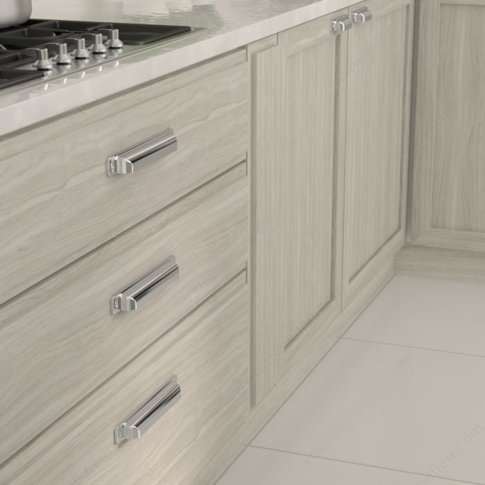 Square Cup "Kira" Polished Chrome Drawer Pulls - Forge Hardware Studio