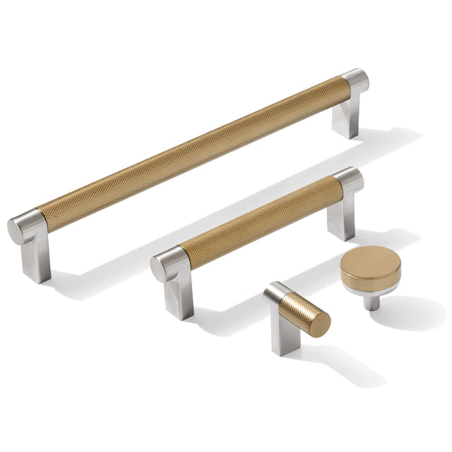 Knurled Brushed Nickel and Champagne Bronze Knobs and Pulls - Forge Hardware Studio