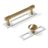 Champagne Bronze and Polished Nickel Industrial Pulls and Knob with Backplate - Forge Hardware Studio