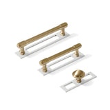 Champagne Bronze and Polished Nickel Industrial Pulls and Knob with Backplate - Forge Hardware Studio
