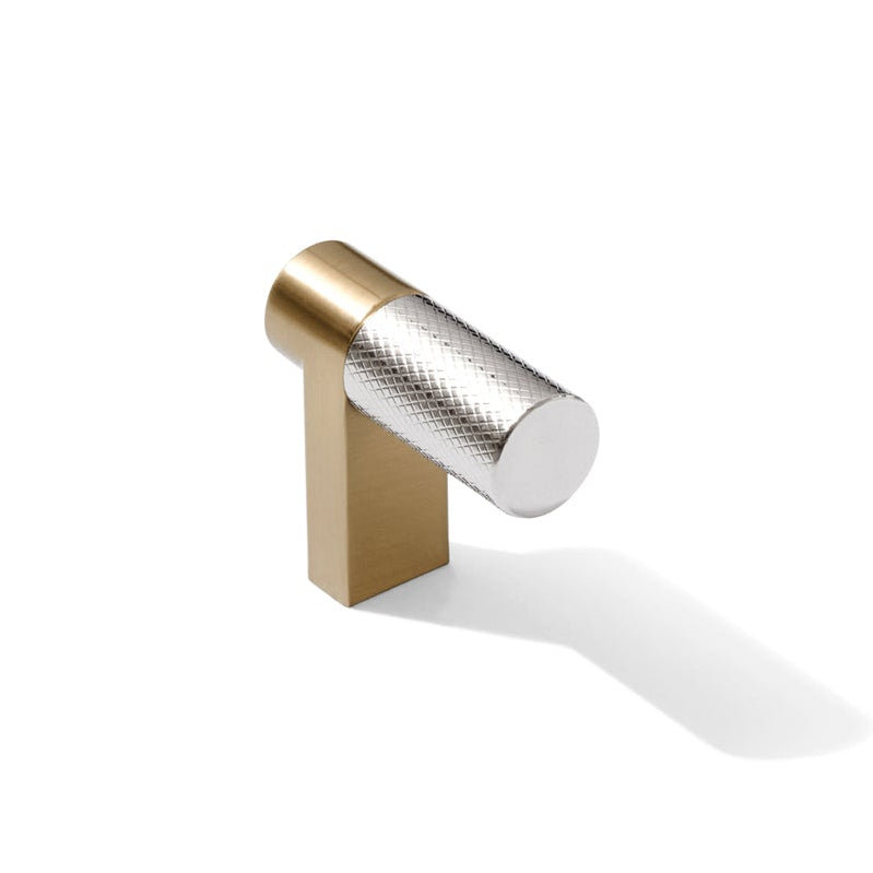 Knurled Champagne Bronze and Polished Chrome Knobs and Pulls - Forge Hardware Studio