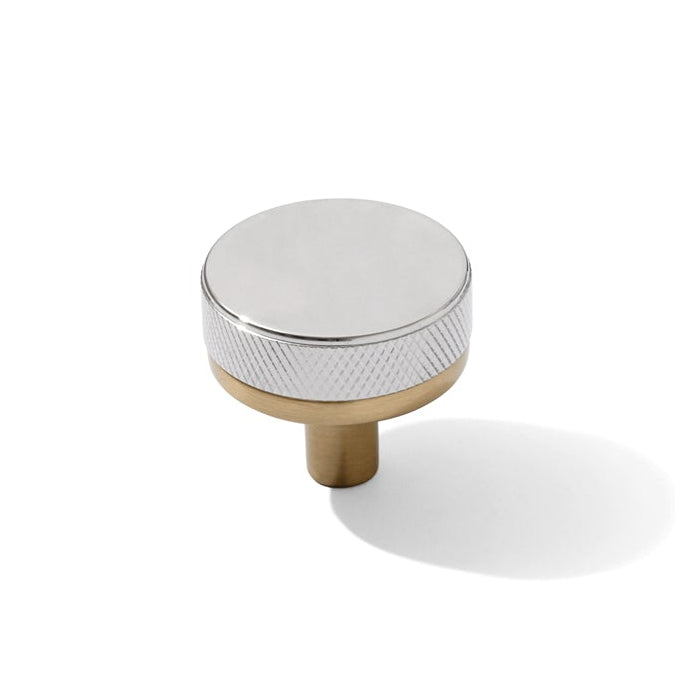 Knurled Champagne Bronze and Polished Chrome Knobs and Pulls - Forge Hardware Studio