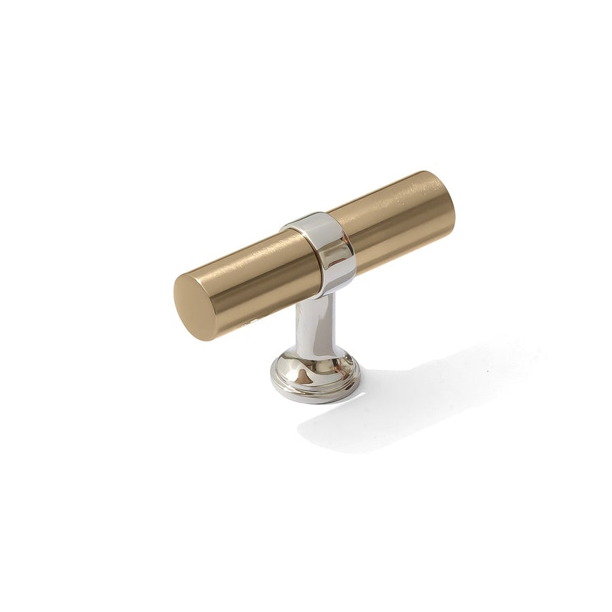 Smooth T-Bar "Contemporary" Polished Nickel and Champagne Bronze Knobs and Pulls - Forge Hardware Studio