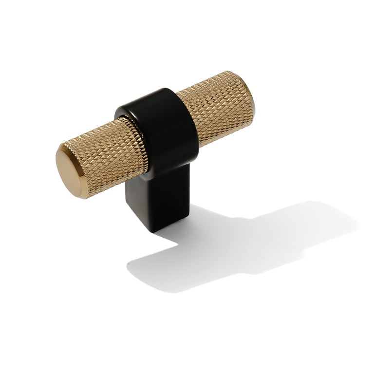 Knurled "Prelude" Champagne Bronze and Matte Black Knobs and Pulls - Forge Hardware Studio