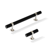 Smooth T-Bar "Contemporary" Polished Nickel and Matte Black Knobs and Pulls - Forge Hardware Studio
