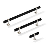 Smooth T-Bar "Contemporary" Polished Nickel and Matte Black Knobs and Pulls - Forge Hardware Studio