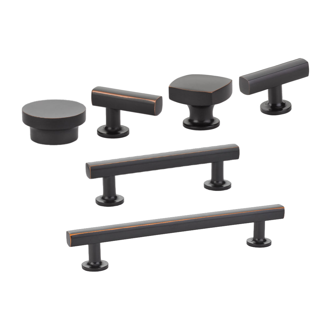 T-Bar Oil Rubbed Bronze "Geo" Cabinet Knob and Drawer Pulls - Forge Hardware Studio