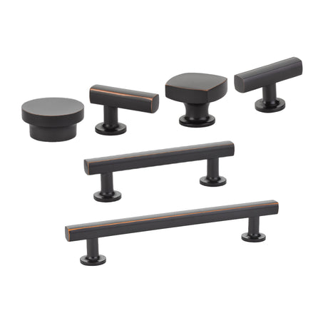 T-Bar Oil Rubbed Bronze "Geo" Cabinet Knob and Drawer Pulls - Forge Hardware Studio