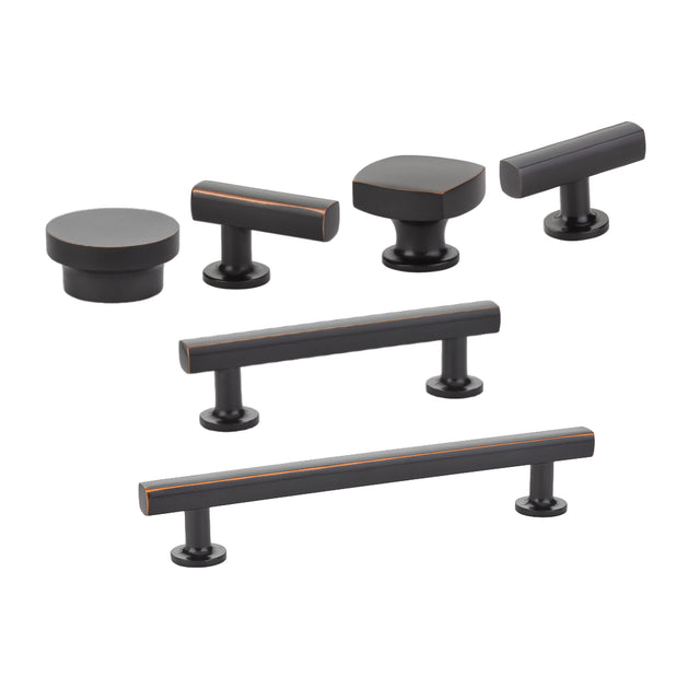 T-Bar Oil Rubbed Bronze "Geo" Cabinet Knob and Drawer Pulls - Forge Hardware Studio
