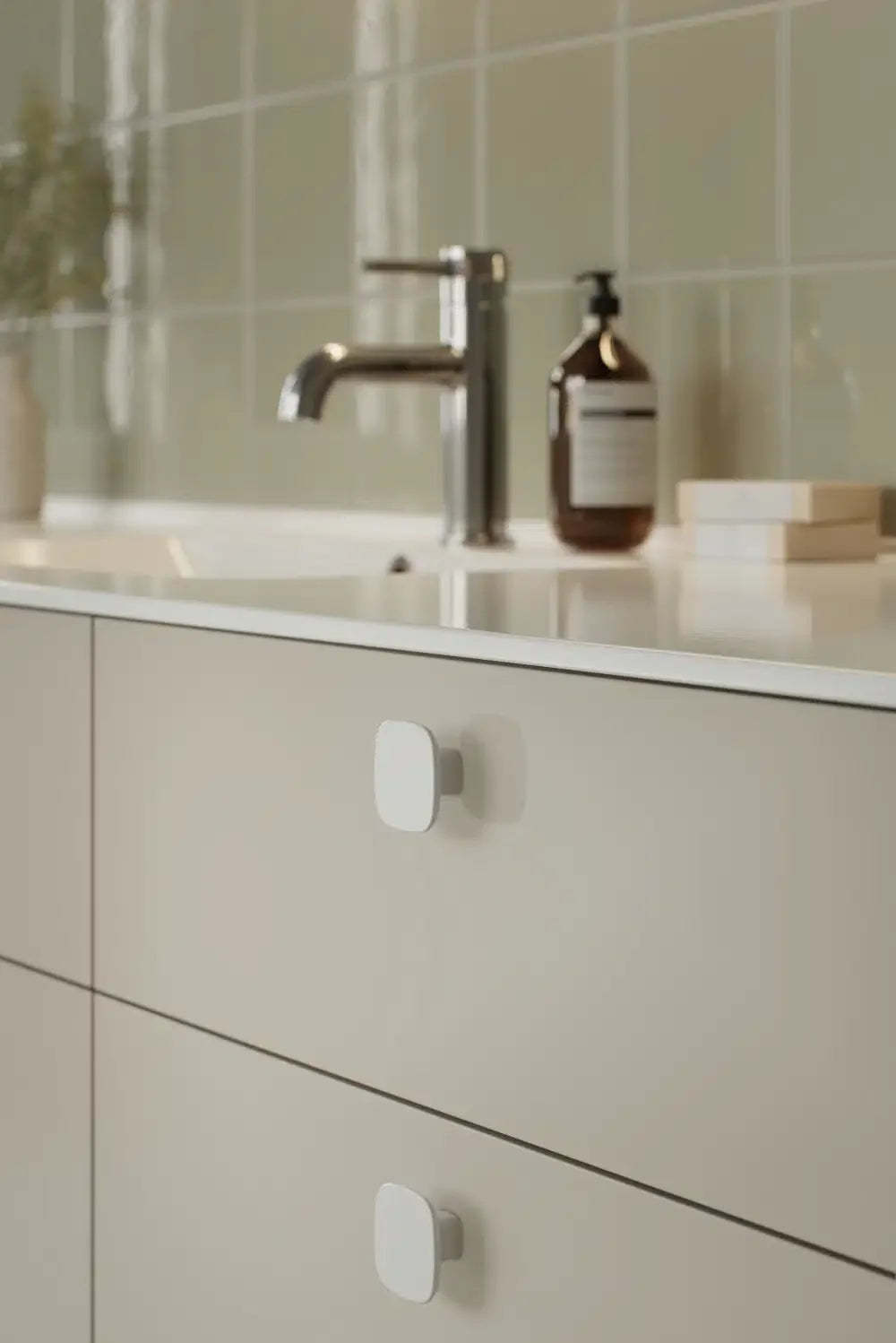 Glossy White "Tabula" Cabinet Knob and Drawer Pull - Euro • Knobs