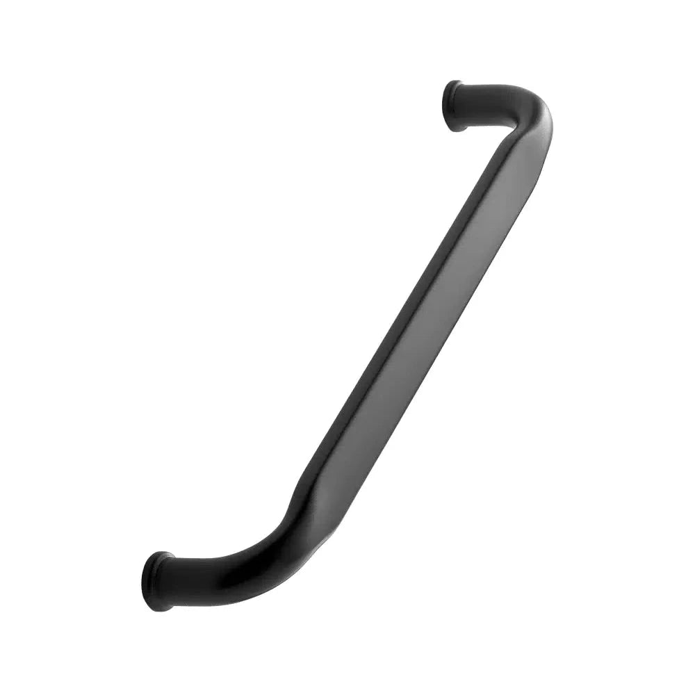 Black metal handle on a white background