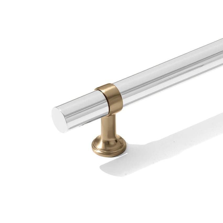 Champagne Bronze and Chrome Smooth "Contemporary" Glass Shower Door Handles - Forge Hardware Studio