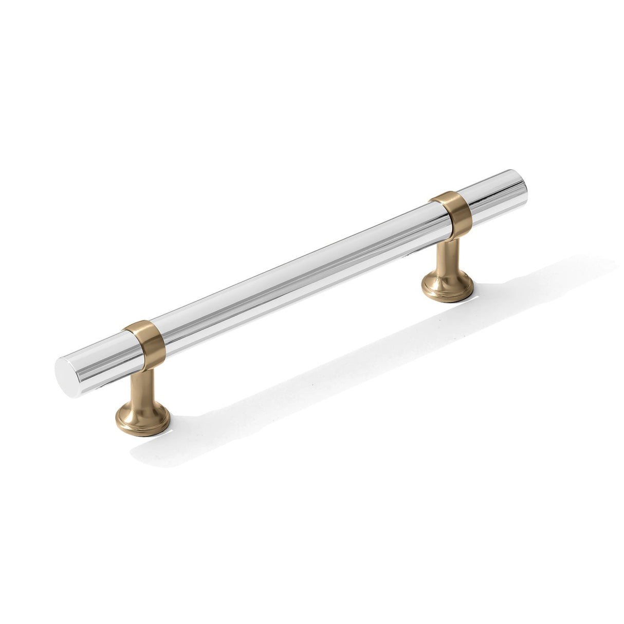 Smooth T-Bar "Contemporary" Champagne Bronze and Polished Chrome Knobs and Pulls - Forge Hardware Studio