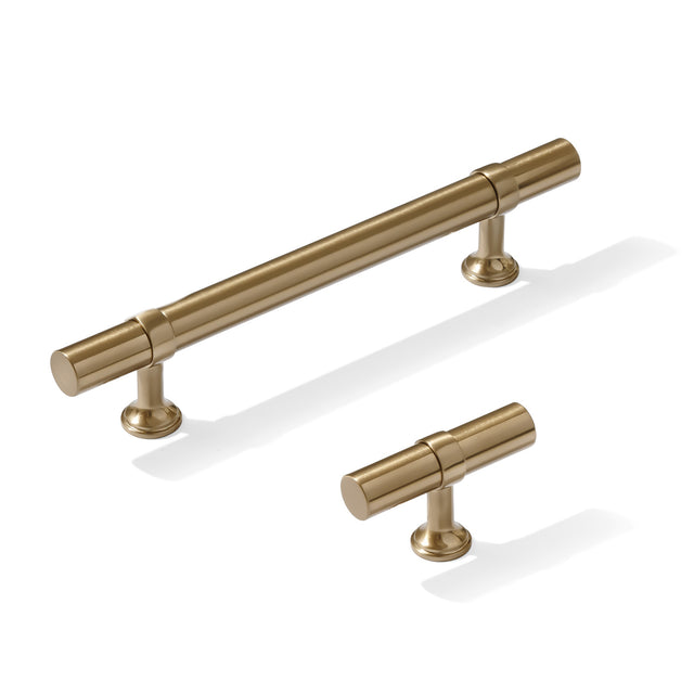 Smooth T-Bar "Contemporary" Champagne Bronze Knobs and Pulls - Forge Hardware Studio