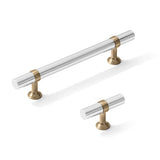 Smooth T-Bar "Contemporary" Champagne Bronze and Polished Chrome Knobs and Pulls - Forge Hardware Studio