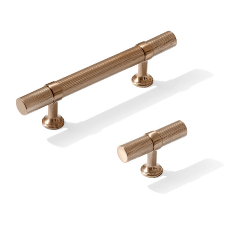 Knurled T-Bar "Contemporary" Bronze Copper Knobs and Pulls - Forge Hardware Studio