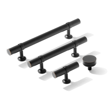 Smooth T-Bar "Contemporary" Oil Rubbed Bronze Knobs and Pulls - Forge Hardware Studio