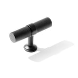 Knurled T-Bar "Contemporary" Matte Black Knobs and Pulls - Forge Hardware Studio