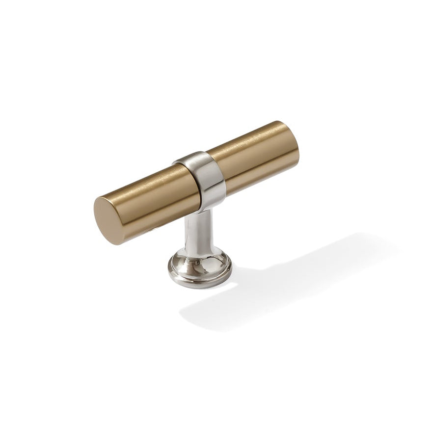 Smooth T-Bar "Contemporary" Satin Nickel and Champagne Bronze Knobs and Pulls - Forge Hardware Studio