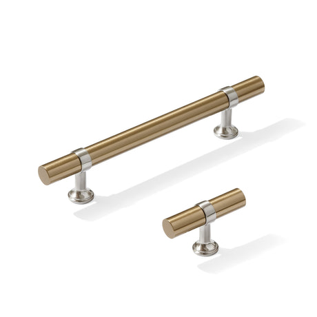 Smooth T-Bar "Contemporary" Satin Nickel and Champagne Bronze Knobs and Pulls - Forge Hardware Studio