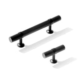 Knurled T-Bar "Contemporary" Matte Black Knobs and Pulls - Forge Hardware Studio