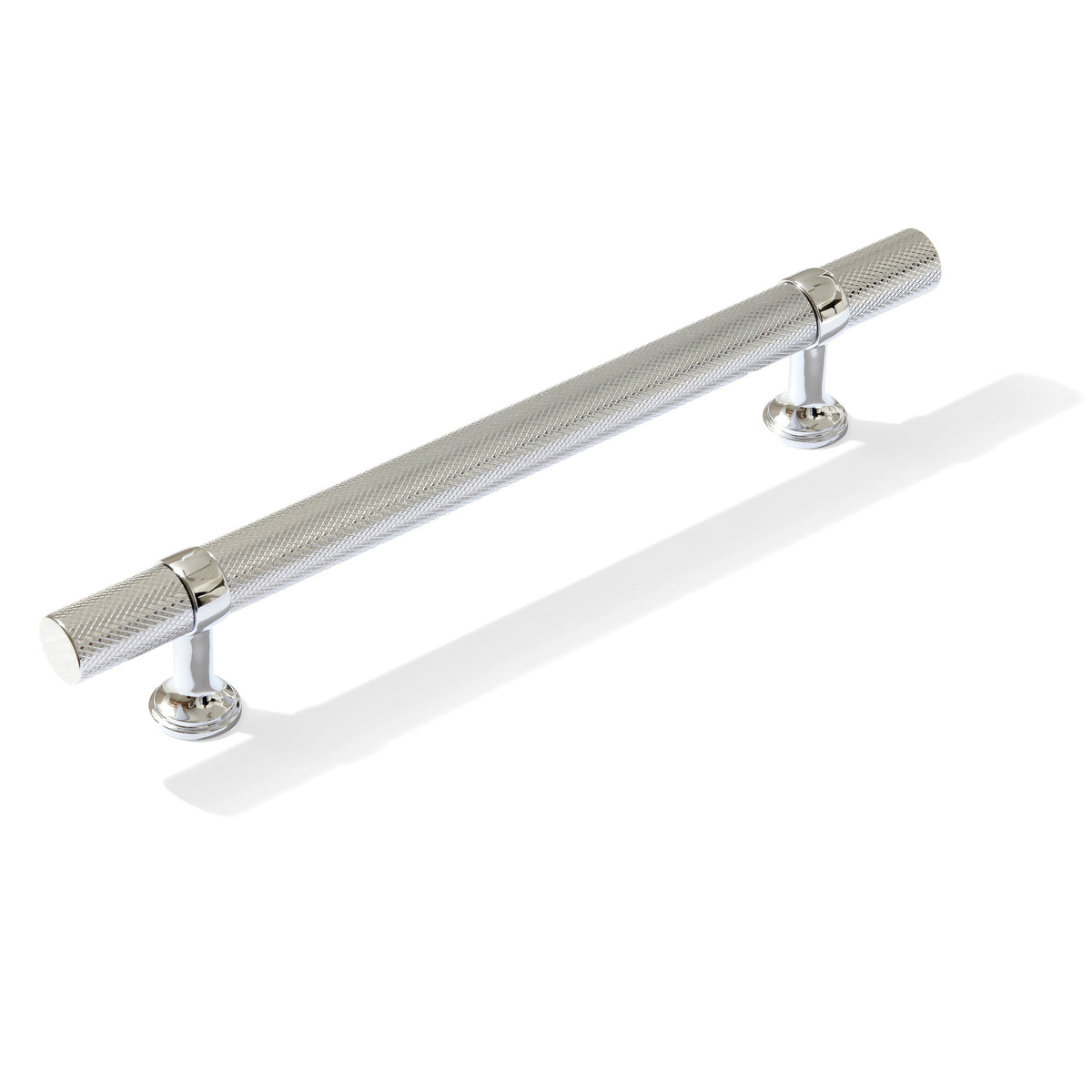 Polished Chrome Knurled "Contemporary" Glass Shower Door Handles - Forge Hardware Studio