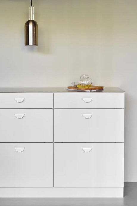 Semi-Circle "Horizon" White Drawer Pulls - Forge Hardware Studio