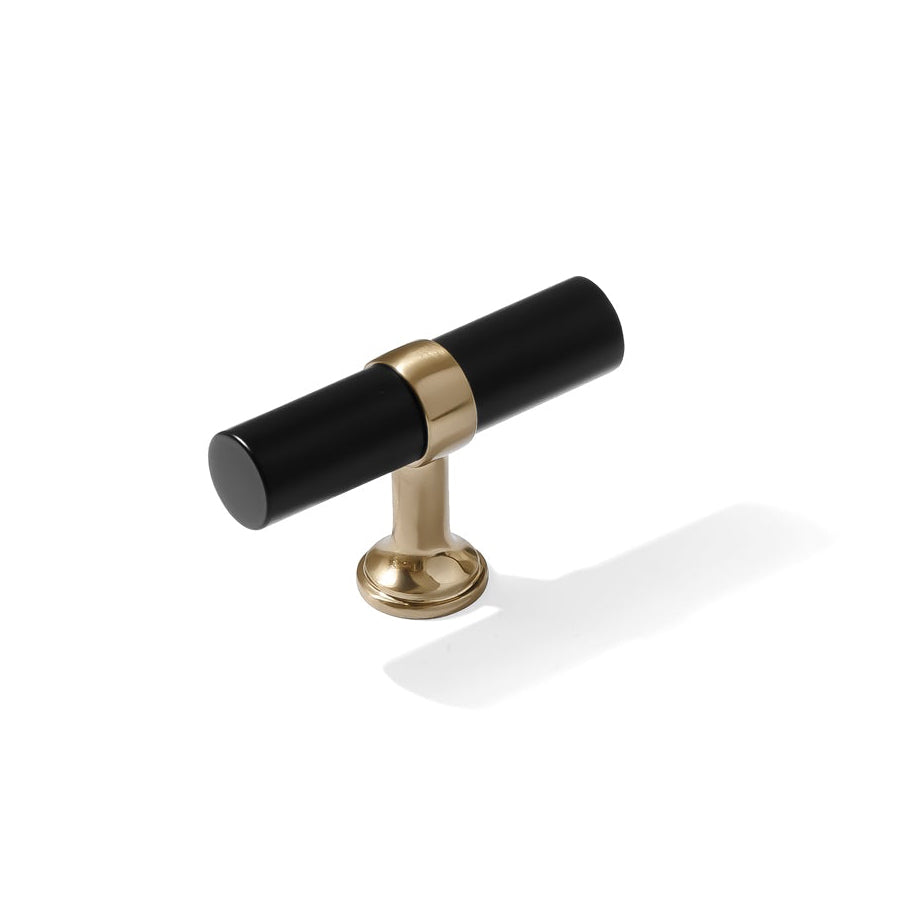 Smooth T-Bar "Contemporary" Champagne Bronze and Matte Black Knobs and Pulls - Forge Hardware Studio