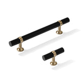 Smooth T-Bar "Contemporary" Champagne Bronze and Matte Black Knobs and Pulls - Forge Hardware Studio