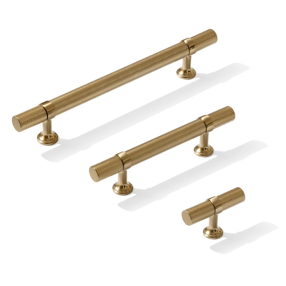 Knurled T-Bar "Contemporary" Champagne Bronze Knobs and Pulls - Forge Hardware Studio
