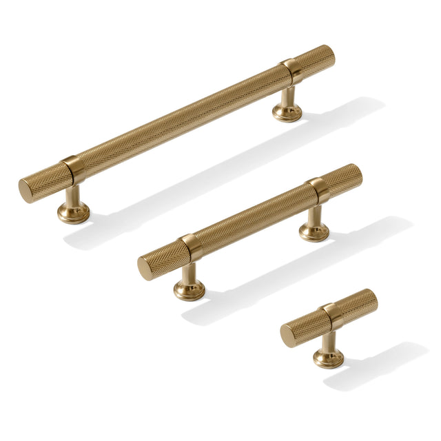 Knurled T-Bar "Contemporary" Champagne Bronze Knobs and Pulls - Forge Hardware Studio