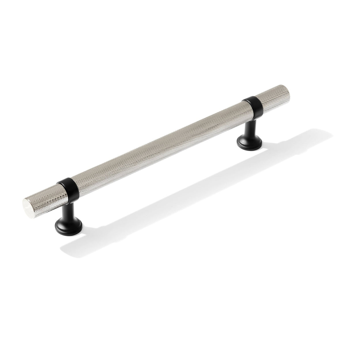 Knurled T-Bar "Contemporary" Matte Black and Polished Nickel Knobs and Pulls - Forge Hardware Studio