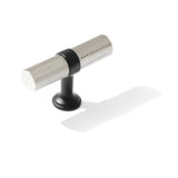 Knurled T-Bar "Contemporary" Matte Black and Polished Nickel Knobs and Pulls - Forge Hardware Studio