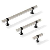 Knurled T-Bar "Contemporary" Matte Black and Polished Nickel Knobs and Pulls - Forge Hardware Studio