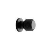 Knurled Backplate "Manor" Matte Black Cabinet Knobs and Drawer Pulls - Forge Hardware Studio