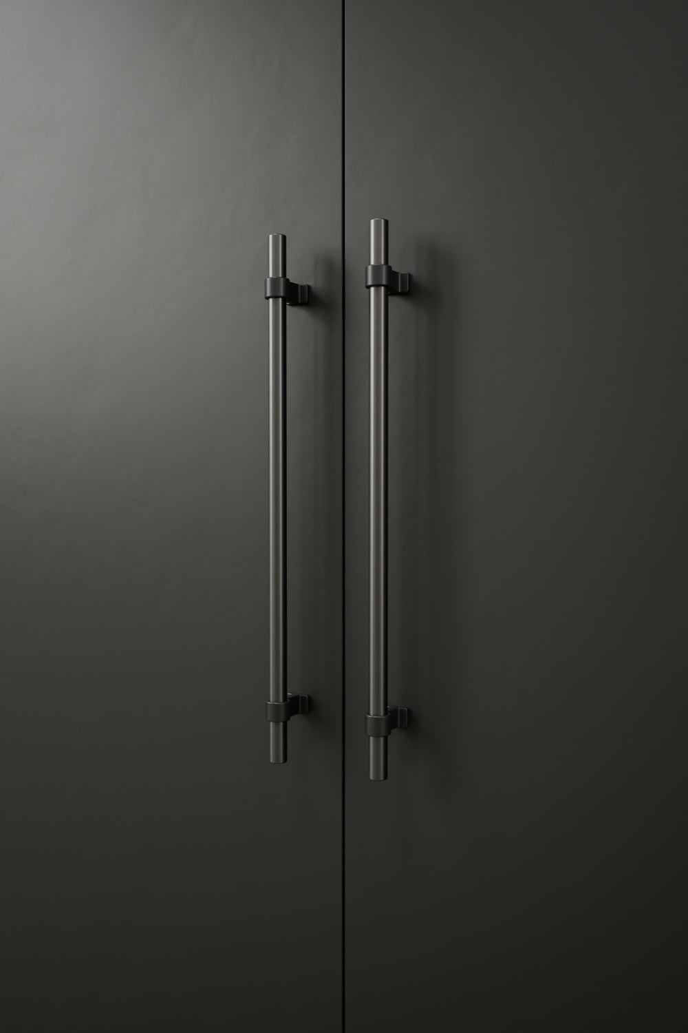 Black and Gun Metal "Bond" T-Bar Dual Finish Knob and Pulls - Euro • Knobs