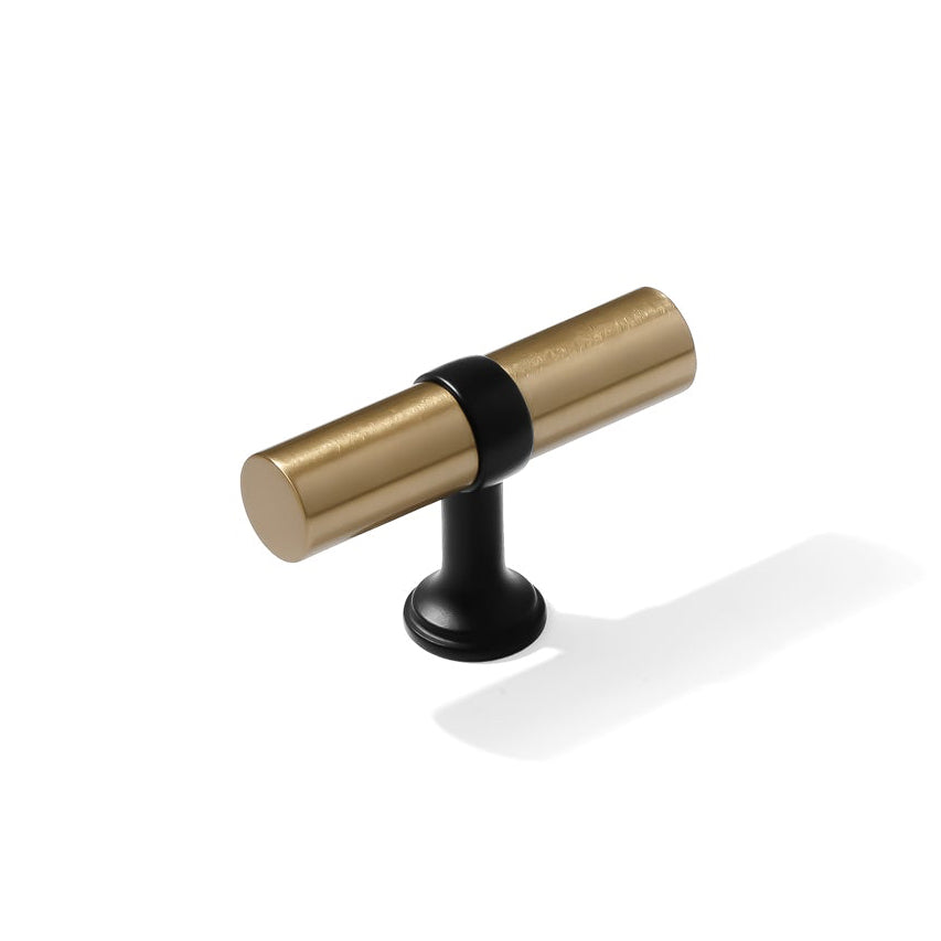 Smooth T-Bar "Contemporary" Matte Black and Champagne Bronze Knobs and Pulls - Forge Hardware Studio