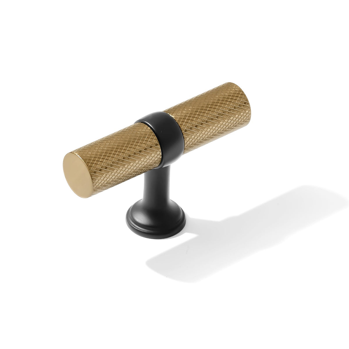 Knurled T-Bar "Contemporary" Matte Black and Champagne Bronze Knobs and Pulls - Forge Hardware Studio