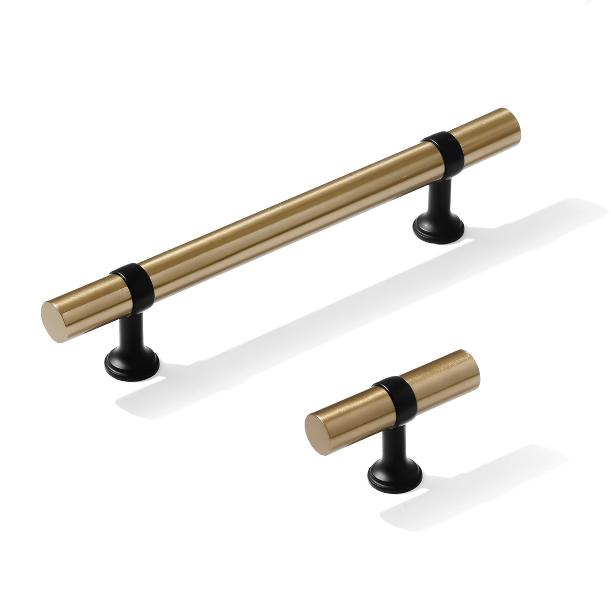 Smooth T-Bar "Contemporary" Matte Black and Champagne Bronze Knobs and Pulls - Forge Hardware Studio