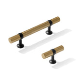 Knurled T-Bar "Contemporary" Matte Black and Champagne Bronze Knobs and Pulls - Forge Hardware Studio