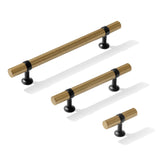 Knurled T-Bar "Contemporary" Matte Black and Champagne Bronze Knobs and Pulls - Forge Hardware Studio