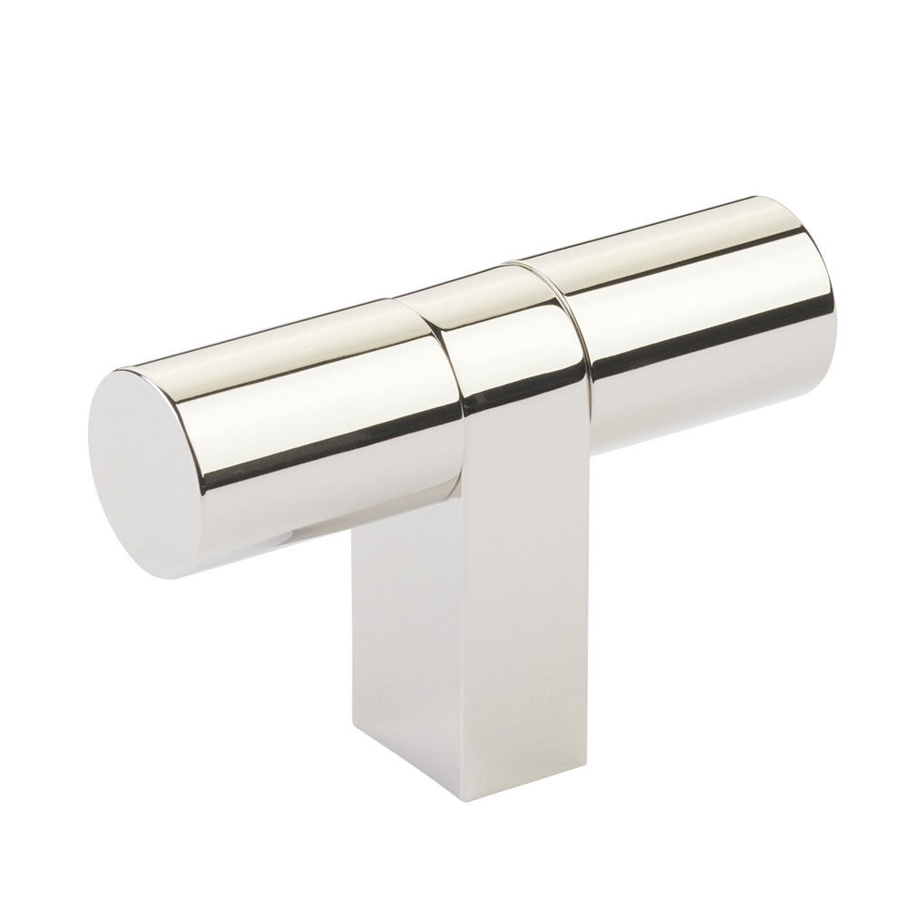 Smooth T-Bar Polished Nickel Cabinet Knobs and Drawer Pulls - Forge Hardware Studio