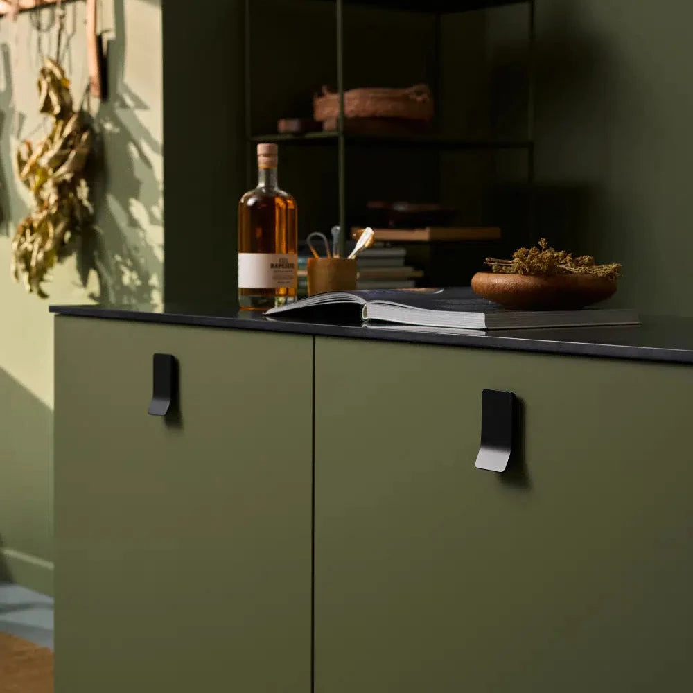 Matte Black "Leaf" Tab Drawer Pulls - Forge Hardware Studio
