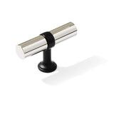 Smooth T-Bar "Contemporary" Matte Black and Polished Nickel Knobs and Pulls - Forge Hardware Studio