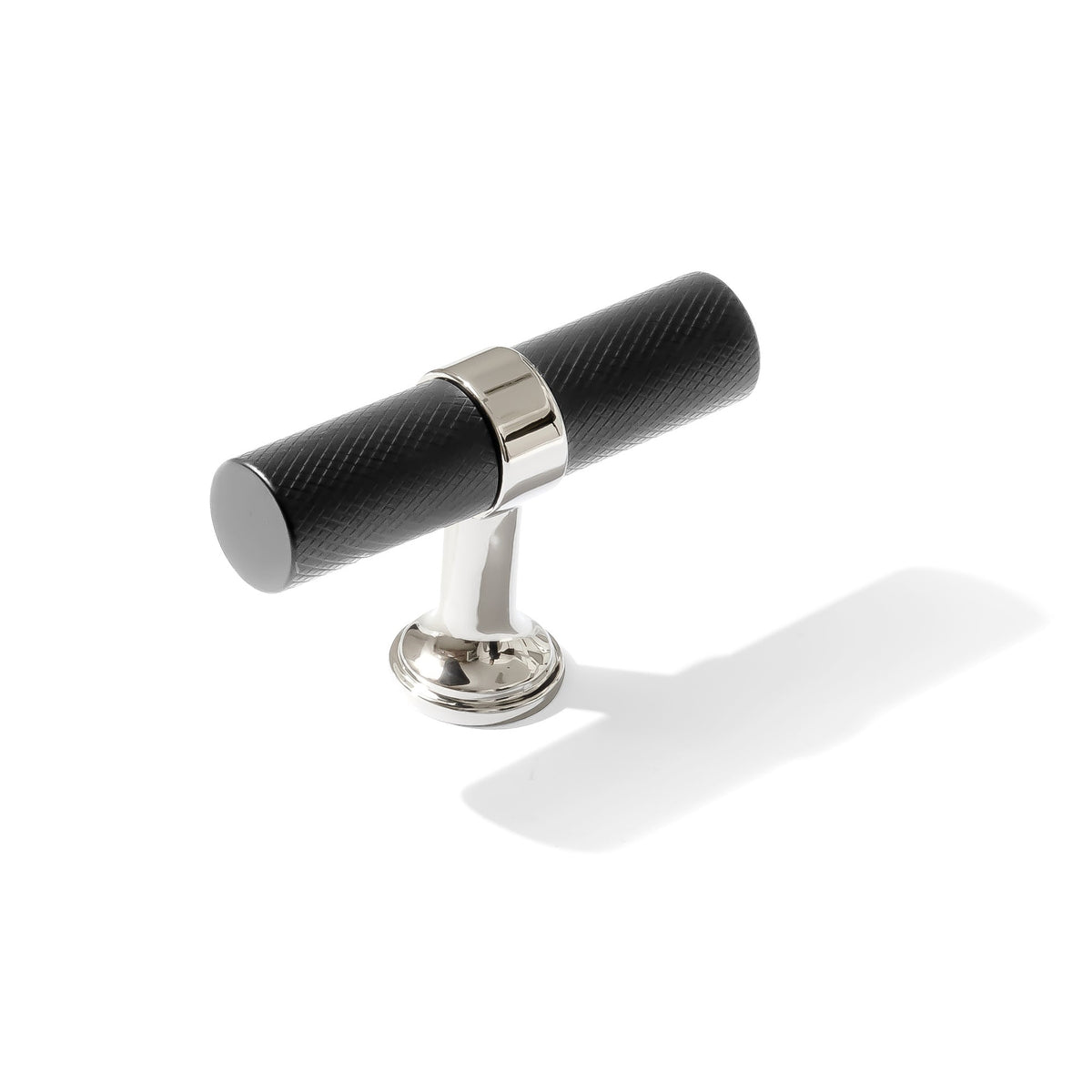 Knurled T-Bar "Contemporary" Polished Nickel and Matte Black Knobs and Pulls - Forge Hardware Studio