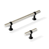 Smooth T-Bar "Contemporary" Matte Black and Polished Nickel Knobs and Pulls - Forge Hardware Studio