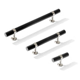 Knurled T-Bar "Contemporary" Polished Nickel and Matte Black Knobs and Pulls - Forge Hardware Studio