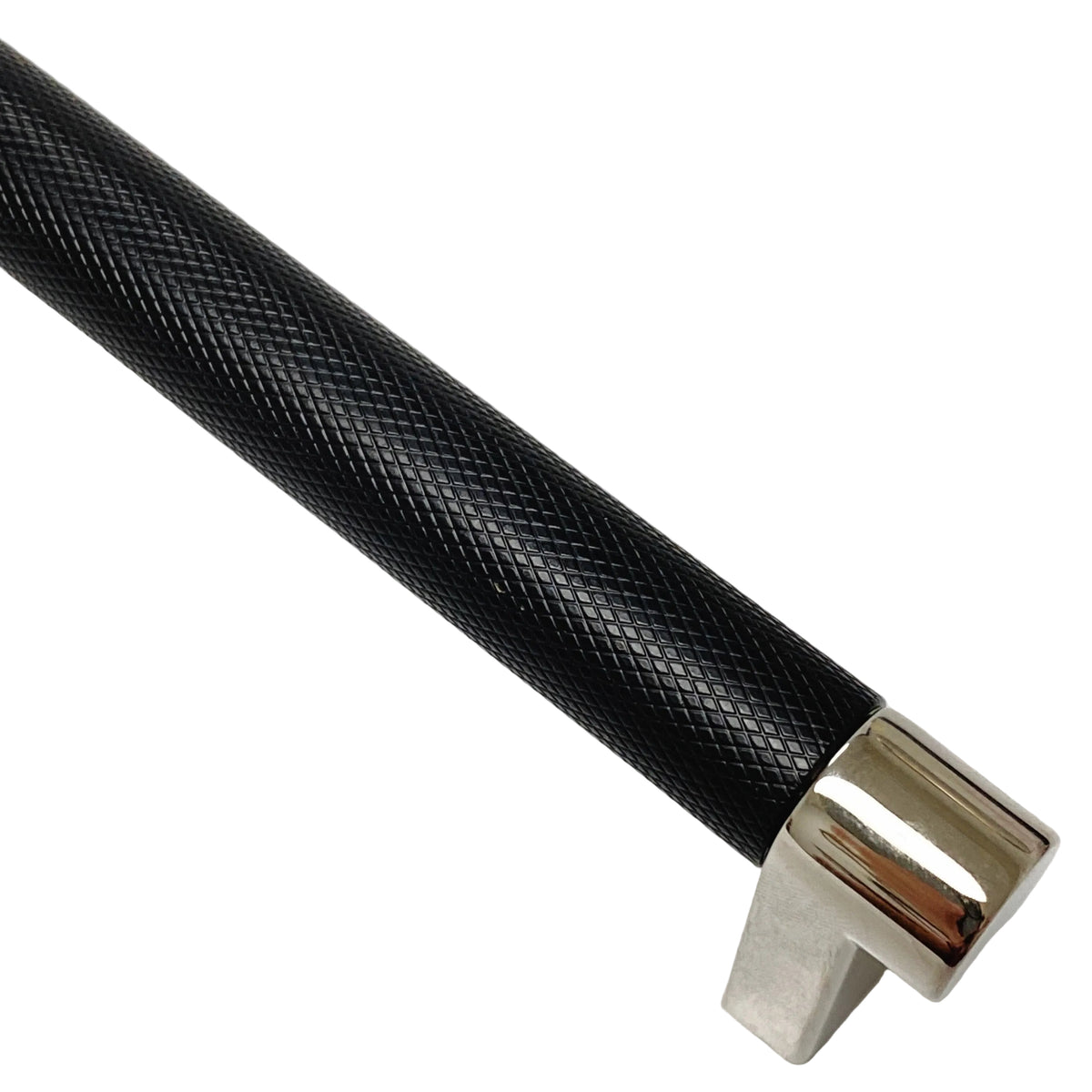 Knurled Polished Nickel and Black Cabinet Knobs and Drawer Pulls