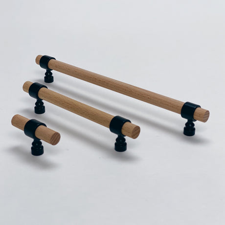 Wood and Black "Bank" Drawer Pulls and Cabinet Knobs - Forge Hardware Studio