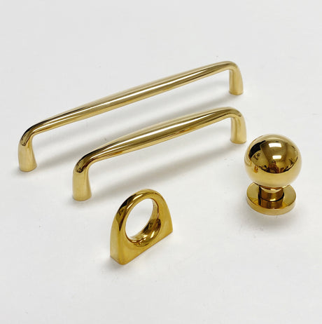 Omni Cabinet Knobs and Drawer Pulls in Polished Unlacquered Brass - Forge Hardware Studio